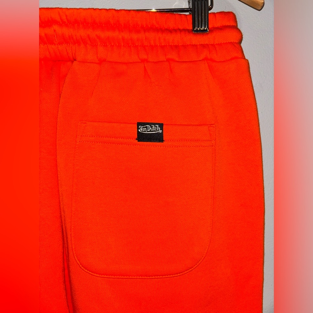 Unisex NWT Von Dutch Construction Neon Orange Streetwear Sweatpants jogger M - Picture 4 of 5